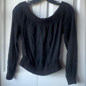 Express Sheer Silk Black Long Sleeve Blouse